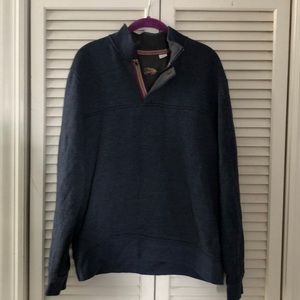 Blue half zip pull over sweatshirt